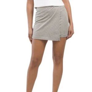 NWT MAZE COLLECTION Women's Tan/Grey Pull on Double Knit Skort Size S